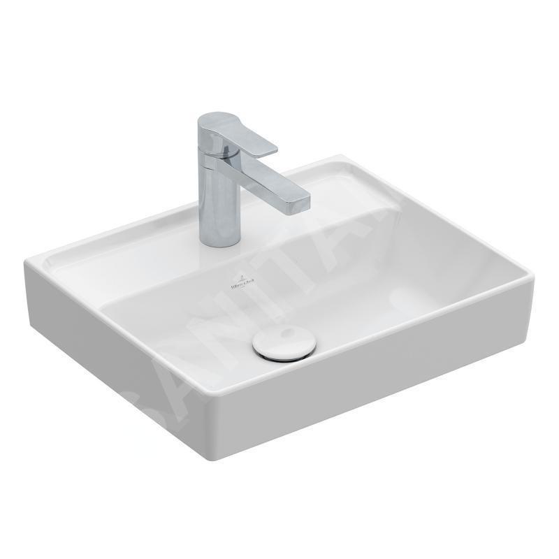 Villeroy & Boch Collaro - Lave-mains 450x370 mm, sans trop-plein, un trou de robinetterie, blanc alpin 43344601