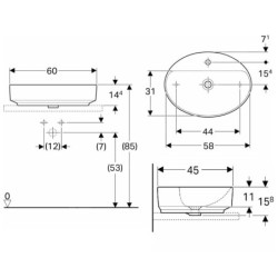 Geberit VariForm - Vasque 600x450 mm, avec trop-plein, trou pour robinetterie, blanc 500.772.01.2