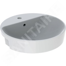 Geberit VariForm - Vasque semi-encastrée, diamètre 500 mm, avec trop-plein, trou pour robinetterie, blanc 500.782.01.2