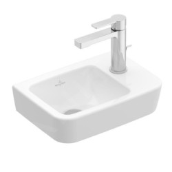 Villeroy & Boch O.novo - Lave-mains Compact 360x250 mm, sans trop-plein, trou pour robinet à droite, AntiBac, CeramicPlus,