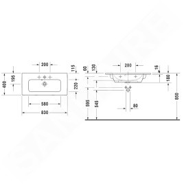 Duravit ME by Starck - Meuble-lavabo Compact, 830x400 mm, blanc mat 2342833260