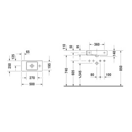 Duravit Vero Air - Lave-mains 500x250 mm, sans trop-plein, trou pour robinetterie à droite, blanc 0724500008