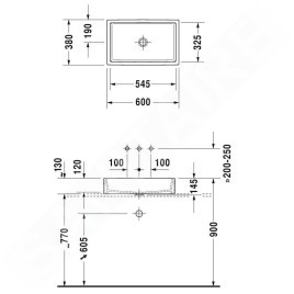 Duravit Vero Air - Vasque 600x380 mm, sans trop-plein, sans trou de robinetterie, blanc 2351600000