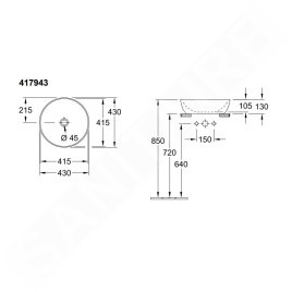 Villeroy & Boch Artis - Vasque, diamètre 430 mm, Powder 417943BCT0