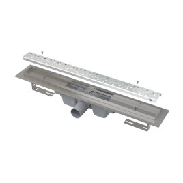 Alcadrain Douchegoten - Bac à douche Antivandale 1150 mm, avec grille, acier inoxydable brillant APZ11-1150L