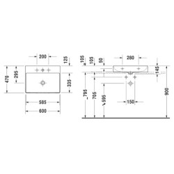 Duravit DuraSquare - Meuble-lavabo 600x470 mm, DuraCeram, blanc alpin 2353600079
