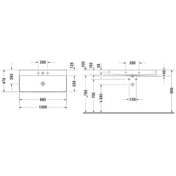 Duravit DuraSquare - Meuble-lavabo 1000x470 mm, DuraCeram, blanc alpin 2353100079