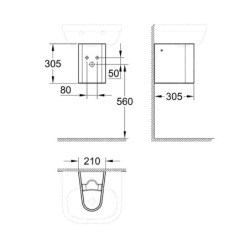 Grohe Euro Ceramic - Demi-colonne pour lave-mains, blanc alpin 39325000