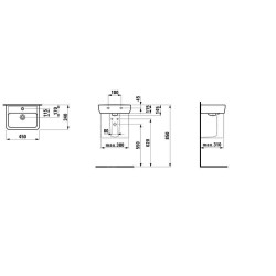 Laufen Pro - Lave-mains, 450x340 mm, 1 trou pour robinetterie, avec LCC, blanc H8119514001041