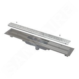 Alcadrain Douchegoten - Bac à douche Antivandal Low 300 mm, avec grille, écoulement vertical, acier inoxydable brillant