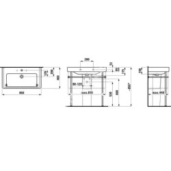 Laufen Pro S - Lavabo, 850x460 mm, 3 trous pour robinetterie, avec LCC, blanc H8139654001081