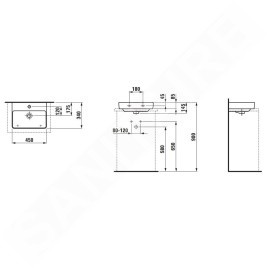 Laufen Pro S - Lavabo 450x340 mm, 1 trou pour robinetterie, sans trop plein, blanc H8169610001561