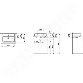 Laufen Pro S - Lavabo Compact, 550x380 mm, 1 trou pour robinetterie, sans trop-plein, blanc H8179580001561