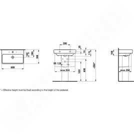 Laufen Pro S - Lavabo Compact, 600x380 mm, 1 trou pour robinetterie, sans trop-plein, avec LCC, blanc H8189594001561