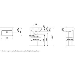 Laufen Pro S - Lavabo Compact, 550x380 mm, sans trou pour robinetterie, avec LCC, blanc H8189584001091