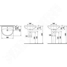 Jika Lyra plus - Lave-mains, 600x490 mm, avec trop-plein, un trou pour robinetterie, blanc H8143830001041