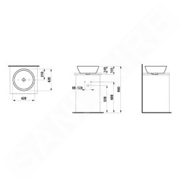 Laufen Pro A - Vasque, 420x420 mm, sans trou pour robinetterie, avec LCC, blanc H8129624001091