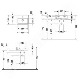 Duravit Vero - Meuble lave-mains 450x350 mm, avec un trou pour robinetterie, blanc alpin 0704450027