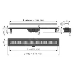 Alcadrain Douchegoten - Bac à douche Simple 950 mm, avec rebord pour grille perforée, incl. grille, laiton APZ10BLACK-950BRASS