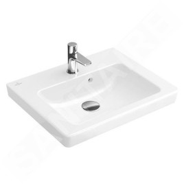 Villeroy & Boch Subway 2.0 - Meuble lave-mains 500x400 mm, avec trop-plein et trou pour la robinetterie, CeramicPlus, blanc