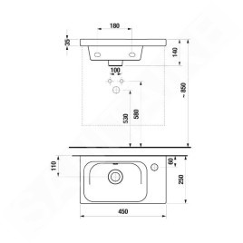 Jika Mio-N - Lave-mains 450x250 mm, avec trop-plein, blanc H8157140001061