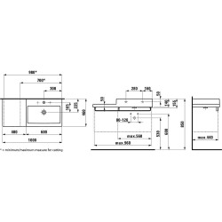 Laufen Living - Lavabo pour meuble 1000x460 mm, sans trou de robinet, blanc H8184310001091