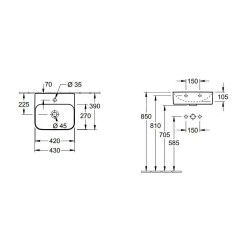 Villeroy & Boch Finion - Lave-mains avec trop-plein dissimulé, 430x390 mm, avec CeramicPlus, blanc alpin 43644CR1