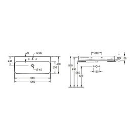 Villeroy & Boch Finion - Vasque avec trop-plein dissimulé, 1000x470 mm, avec CeramicPlus, blanc alpin 41681BR1