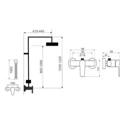 Novaservis Metalia 58 - Set de douche 230x230 mm, 3 jets, noir mat SET071/58,5