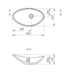 Sapho Rosseta - Vasque, 564x323 mm, marbre coulé, blanc RS564