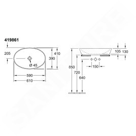 Villeroy & Boch Artis - Vasque, 610x410 mm, Powder 419861BCT0
