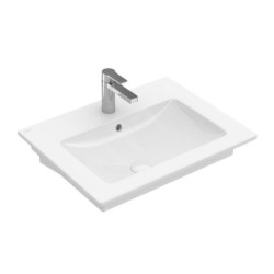 Villeroy & Boch Venticello - Meuble lavabo 650x500 mm, avec trop-plein, trou de robinetterie, CeramicPlus, blanc alpin 4124G6R1