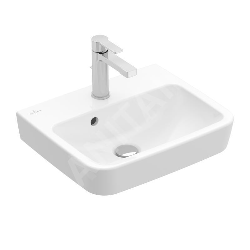 Villeroy & Boch O.novo - Lave-mains 500x370 mm, avec trop-plein, avec trou de robinetterie, CeramicPlus, blanc alpin 434450R1