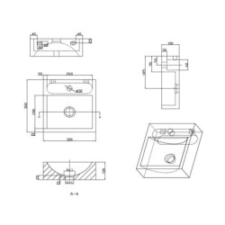 Sapho Blok - Lave-main 300x300 mm, sans trop-plein, trou pour robinet, anthracite 2401-29