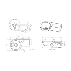 Sapho Blok - Lave-mains 400x230 mm, avec 1 trou à droite, sans trop-plein, anthracite 2401-32