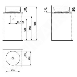 Laufen Savoy - Vasque, diamètre 420 mm, sans trop-plein, blanc H8129420001121