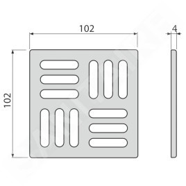 Alcadrain Grilles - Grille 102x102 mm, acier inoxydable MPV011