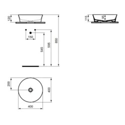 Ideal Standard Ipalyss - Vasque, diamètre 400 mm, sans trop-plein, Nude E1398V7