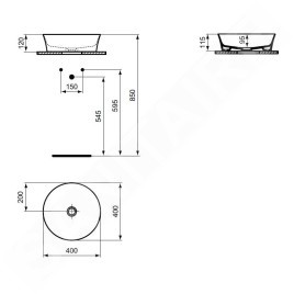 Ideal Standard Ipalyss - Vasque, diamètre 400 mm, sans trop-plein, Powder E1398X8