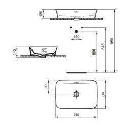 Ideal Standard Ipalyss - Lavabo à poser, 550x380 mm, avec trop-plein, slate grey E2078V5