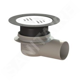 Kessel Siphons salle d'eau - Vidage de sol, avec grille, diamètre 20 cm, blanc/plastique 40170.30