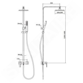 Cersanit Mille - Set de douche avec mitigeur, 20x20 cm, chrome S951-339