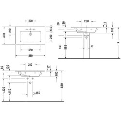 Duravit ME by Starck - Meuble-lavabo 830x490 mm, blanc mat 2336833260