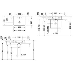 Duravit DuraSquare - Meuble-lavabo Compact 500x400 mm, DuraCeram, WonderGliss, blanc 23565000701