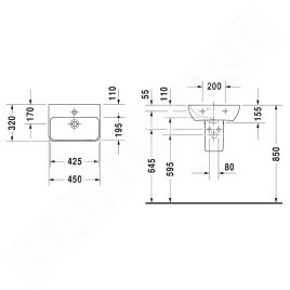 Duravit ME by Starck - Lave-mains 450x320 mm, blanc mat 0719453210