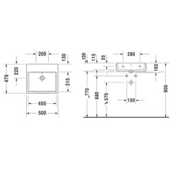 Duravit Vero Air - Meuble lavabo 500x470 mm, avec trop-plein, sans trou pour robinetterie, WonderGliss, blanc 2350500028