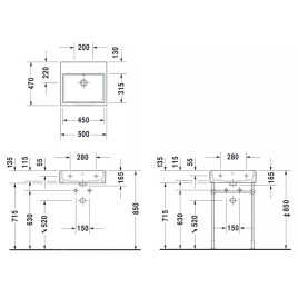 Duravit Vero Air - Lavabo 500x470 mm, sans trop-plein, sans trou de robinetterie, blanc 2350500070