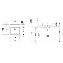 Duravit Vero Air - Vasque 500x470 mm, avec trop-plein, sans trou de robinetterie, WonderGliss, blanc 23525000601