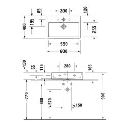 Duravit Vero Air - Meuble lavabo 600x400 mm, avec trop-plein, avec 1 trou pour robinetterie, blanc 2368600027