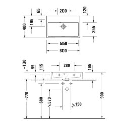 Duravit Vero Air - Meuble lavabo 600x400 mm, avec trop-plein, sans trou de robinetterie, blanc 2368600028